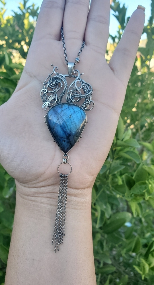 925 Sterling Silver Ciba labradorite necklace